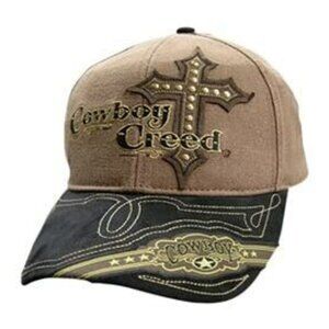 Cowboy Creed Cross Brown  Baseball Cap Hat Western Style